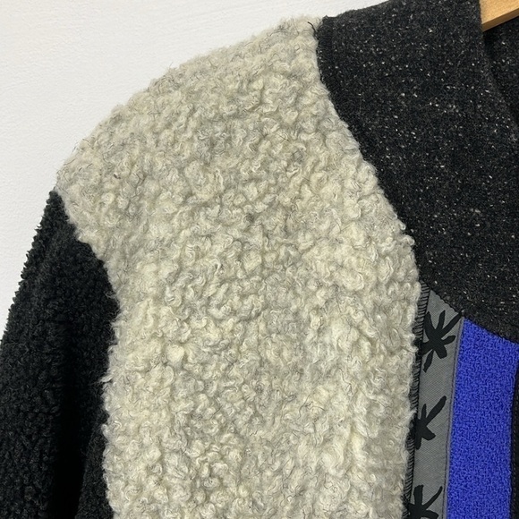 Canvasbacks Lutton & Horsfield Long Sherpa Wool Womens L Coat Jacket Black Gray - Picture 6 of 16